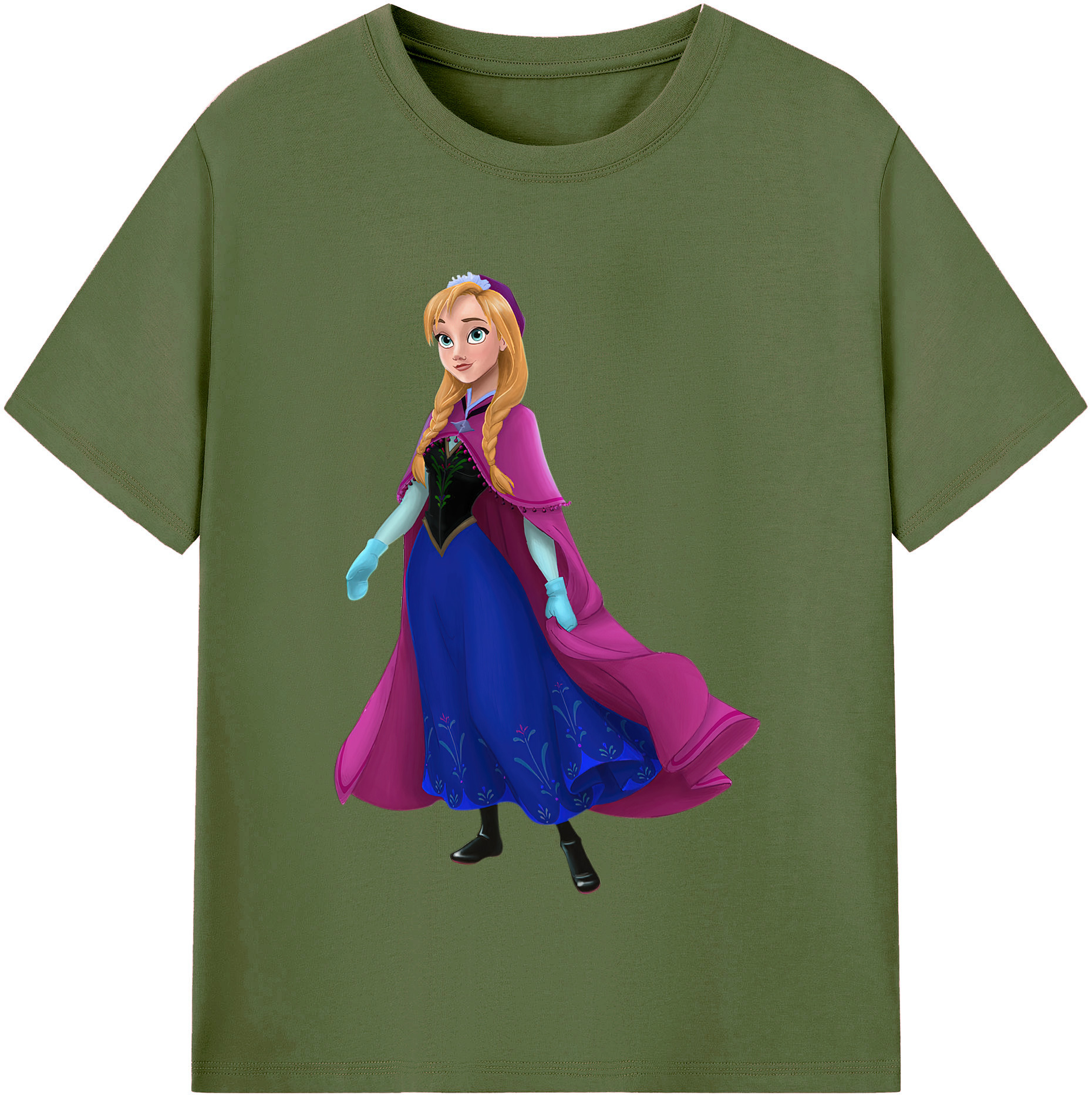 （画像用） アナと雪の女王 アンナ エルサ Frozen Anna Elsa 綿100％半袖Tシャツ（フロントプリント）